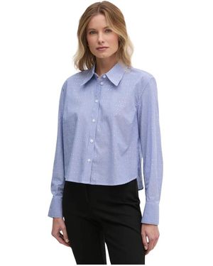 DKNY Gestreepte Poplin Blouse - Blauw