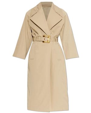 Balmain Jassen ,Katoen Trenchcoat Met Ceintuur - Naturel