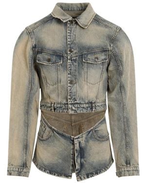 Egonlab Champagne stonewashed cutout denim jacket - Grau