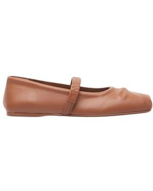 Marni Ballerina-Schuhe Aus Leder Mit Geprägter Schleife - Braun