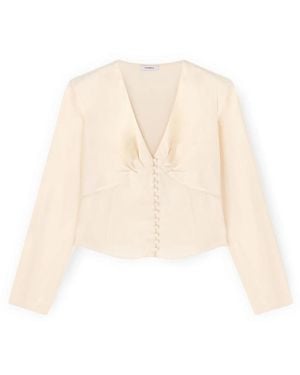 mötivi Crêpe De Chine Blouse Met Bedekte Knopen - Naturel