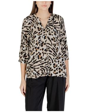 Ichi Leopardenmuster Bluse Mit V-Ausschnitt - Schwarz