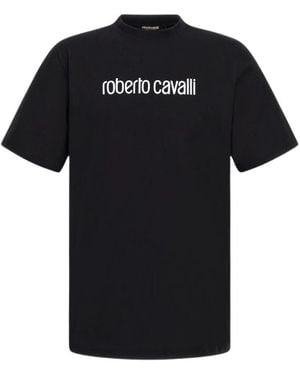 Roberto Cavalli Tops ,Zwart ,Katoen T-Shirt Met Logo