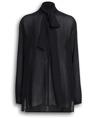 Alaïa Georgette Sjaal Blouse - Zwart