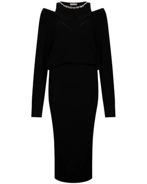 Liu Jo Midi Dress With Cut-Out Shoulder Details - Black