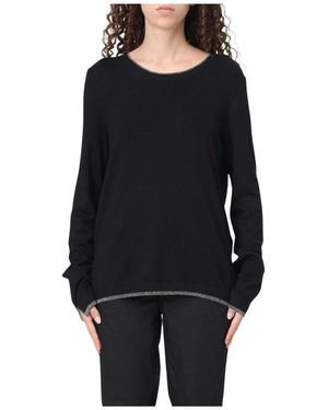 Liu Jo Schwarzer Wollpullover Mit Glitzersaum