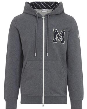 Moncler Hoodies & Sweatvesten ,Grijs ,Katoen Zip-Up Sweatshirt