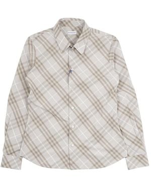 Burberry Overhemden ,Veelkleurig ,Katoen Slim Fit Geruit Katoenen Overhemd - Grijs
