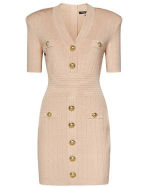 Balmain Short Dresses - Natural