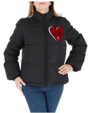 Love Moschino Schwarze Herz Patch Jacke Langarm - Blau