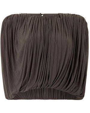 Magda Butrym Tops ,Grijs ,Rayon Mouwloze Blouse Met Plooien - Zwart