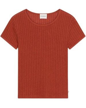 Closed Tops ,Bruin ,Katoen T-Shirt Van Katoenmix - Rood