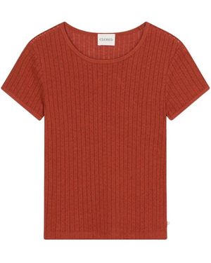Closed Tops ,Bruin ,Katoen T-Shirt Van Katoenmix - Rood