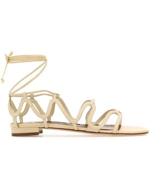 Manolo Blahnik Flat Sandals - Metallic