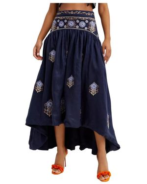 Agua Bendita Linnen Maxi Rok Mosaico Model - Blauw