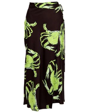 MSGM Satin King Crab Print Wickelrock - Grün