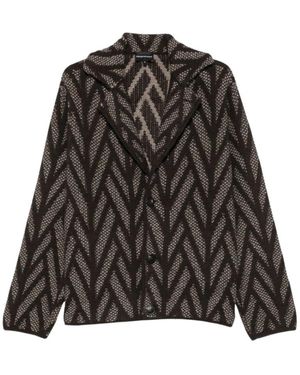 Emporio Armani Truien & Vesten ,Bruin ,Chevron Cardigan - Zwart