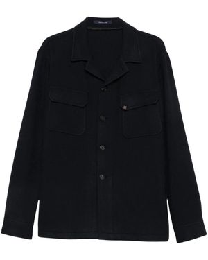 Tagliatore Jassen ,Blauw ,Calvin Flap-Pocket Shirt Jacket - Zwart