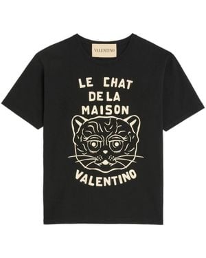Valentino Le Chat De La Maison Katoenen T-Shirt - Zwart