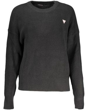 Guess Maglione in cotone nero con logo applicato