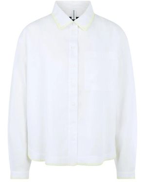 Marc Cain Overhemden ,Wit ,Ramieblouse Met Polokraag En Siersteek