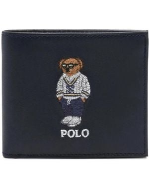 Polo Ralph Lauren Bear Embroidered Billfold Wallet - Blauw
