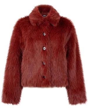 Jansen Amsterdam Jassen ,Rood ,Faux Fur Jacket