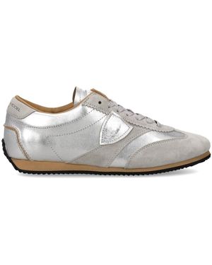 Philippe Model Schoenen ,Grijs ,Katoen Planche Running Sneaker - Wit
