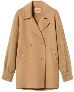 Twinset Jassen ,Wol Dubbelzijdig Wol Caban - Naturel