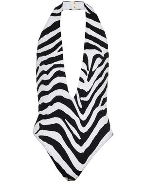 Balmain Zebra Badeanzug - Schwarz