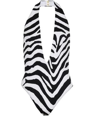 Balmain Badmode ,Zwart ,Zebra Badpak Uit Één Stuk