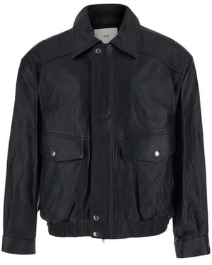 DUNST Oversized Vintage Leren Blouson - Zwart