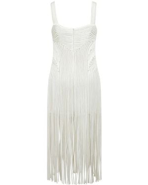 Jonathan Simkhai Minikleid Mit Ausgefranstem Saum Und Soutache-Stickerei - Weiß