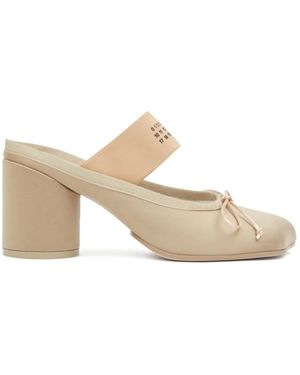 MM6 by Maison Martin Margiela Sandali marroni con tacco a blocco - Bianco