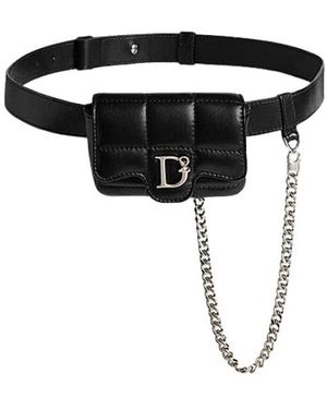 DSquared² Mini Gürteltasche Aus Gestepptem Nappaleder - Schwarz