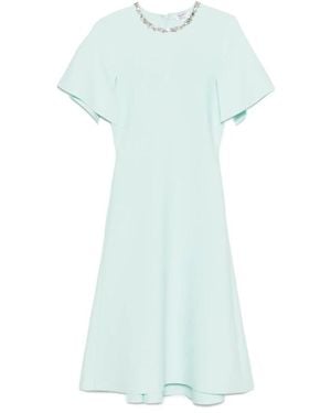 McQueen Grünes A-Linien-Kleid Mit Kristallverzierung - Blau