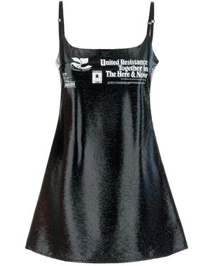 Courreges Text-Print Textured Minidress - Zwart