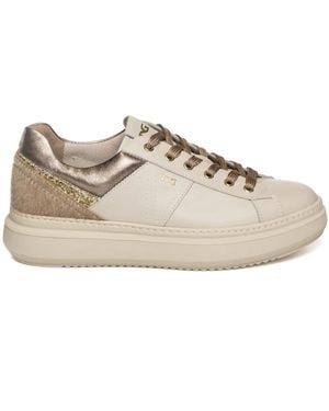 Nero Giardini Schoenen ,Leer Velvet Sneaker - Naturel