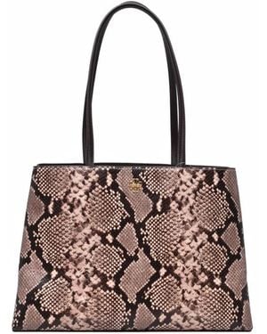 Tory Burch Tassen ,Veelkleurig ,Leer Britten Snake Tote - Bruin