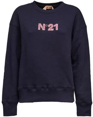 N°21 Hoodies & Sweatvesten ,Blauw ,Crewneck Sweatshirt