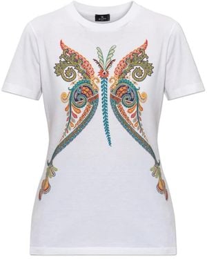 Etro Tops ,Wit ,Katoen Bedruikt T-Shirt