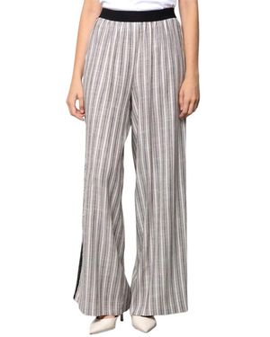 Kaos Gestreepte Broek Van Viscose En Linnen - Grijs