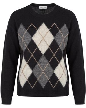Roberto Collina Argyle Intarsia Trui - Zwart