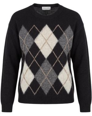 Roberto Collina Argyle Intarsia Trui - Zwart
