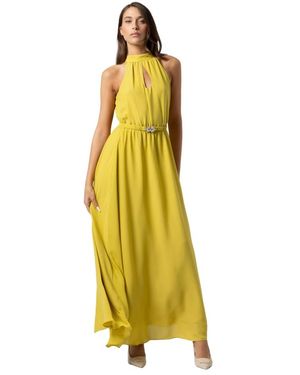 Kocca Langes, Halbtransparentes, Ärmelloses Kleid - Gelb