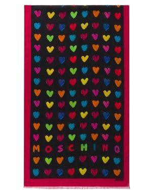 Moschino Logo Hearts Schal - Rot