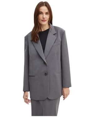 SIMONA CORSELLINI Jassen ,Grijs ,Polyester Rechteckiger Blazer