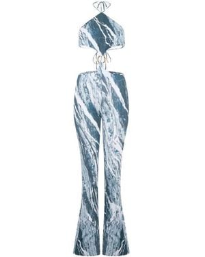 Roberto Cavalli Rubane-Print Jumpsuit - Blauw