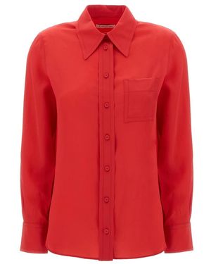 Lanvin Seidenhemd Mit Knopfleiste - Rot