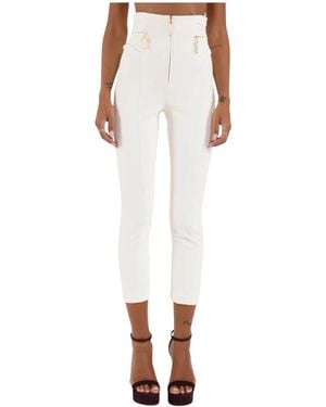 Elisabetta Franchi Crêpe Broek Met Ritsdetails - Wit